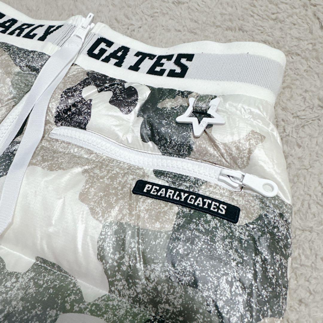 美品 パーリーゲイツ ダウンスカート リバーシブル カモフラ 防寒 2way