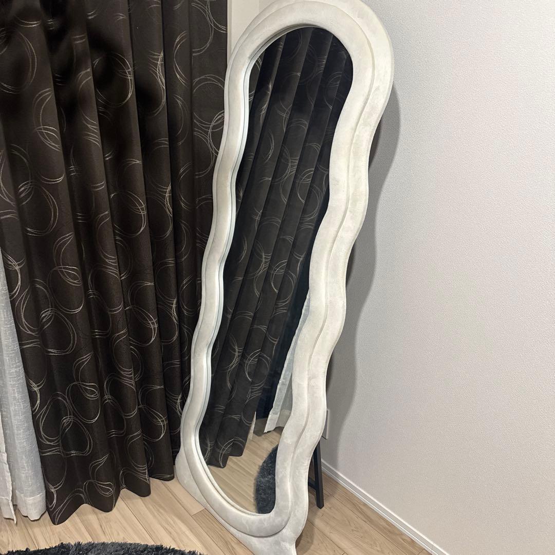 ウェーブミラー パイル生地 アイボリー 160cm