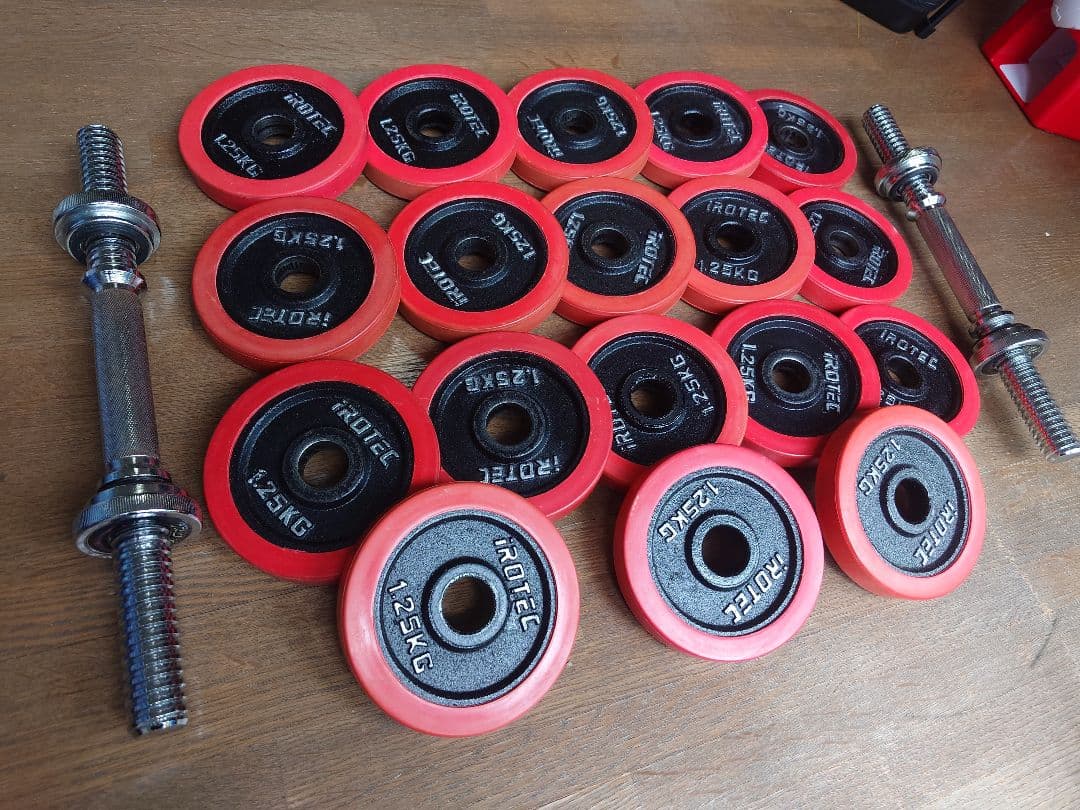 iROTEC アイロテック ラバー ダンベル セット1.25kgプレート×18枚