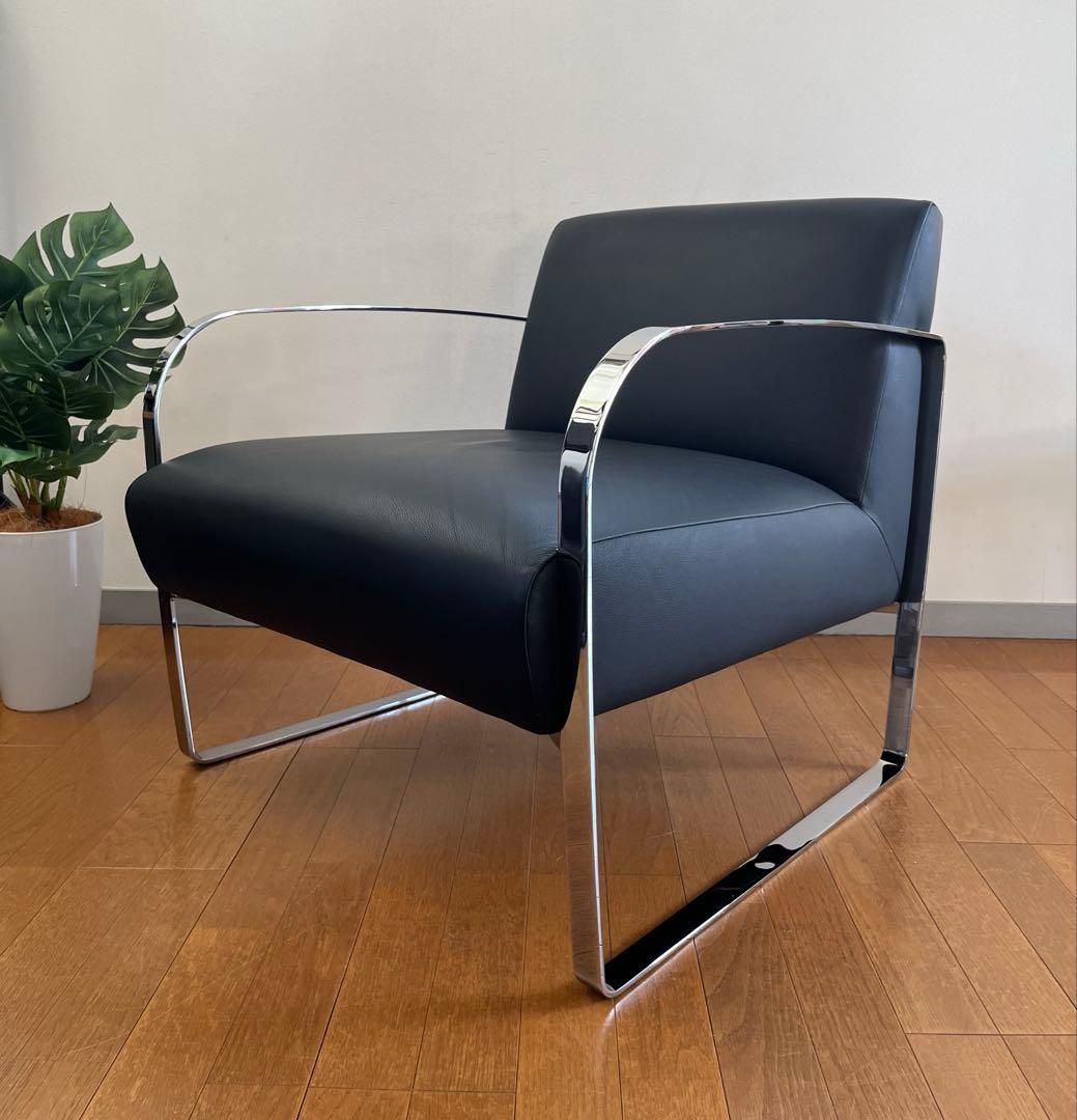 アメリカ　ラザール　本革ラウンジチェア　① ミッドセンチュリー　アールデコ　美品