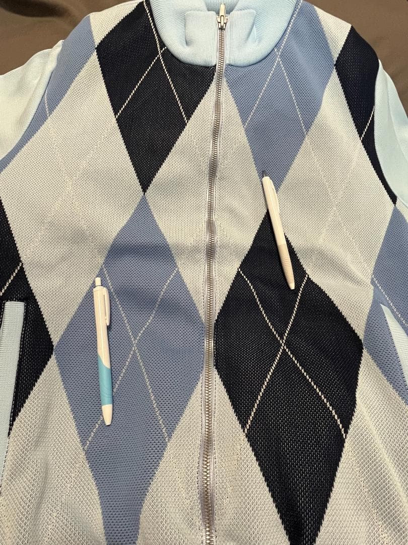 【春ゴルフ】23区GOLF 防風長袖ジャケット M アーガイル ゴルフウェア