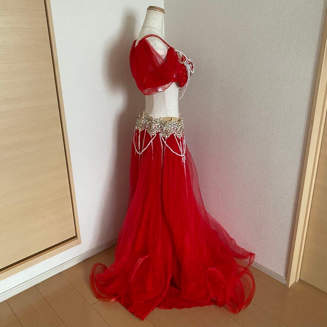 最大値引き！　ベリーダンス　衣装　赤　パール　XXL