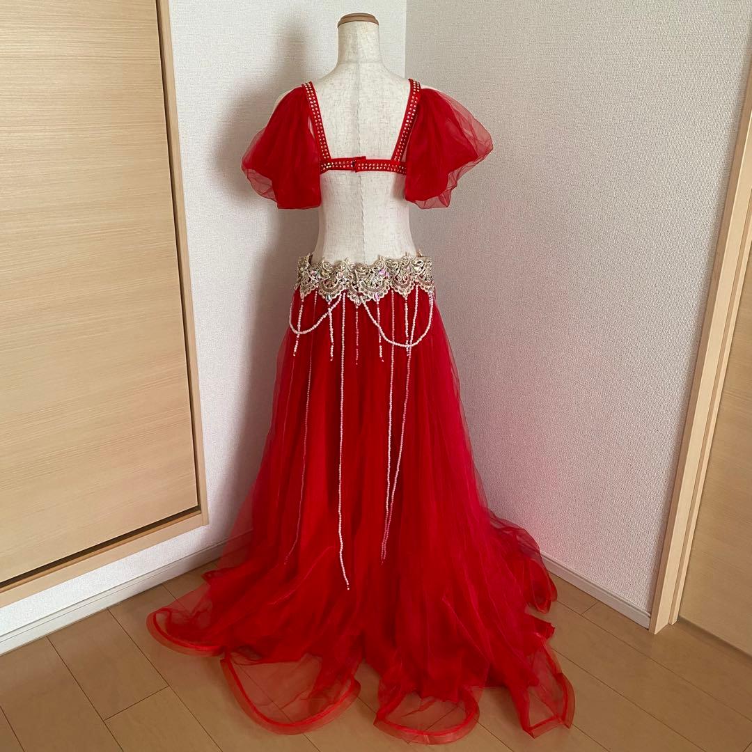 最大値引き！　ベリーダンス　衣装　赤　パール　XXL
