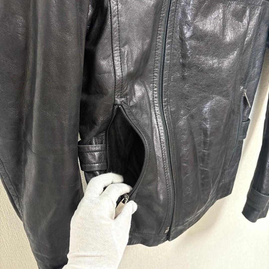 DIRK BIKKEMBERGS ライダースレザージャケット 羊皮 中綿 M