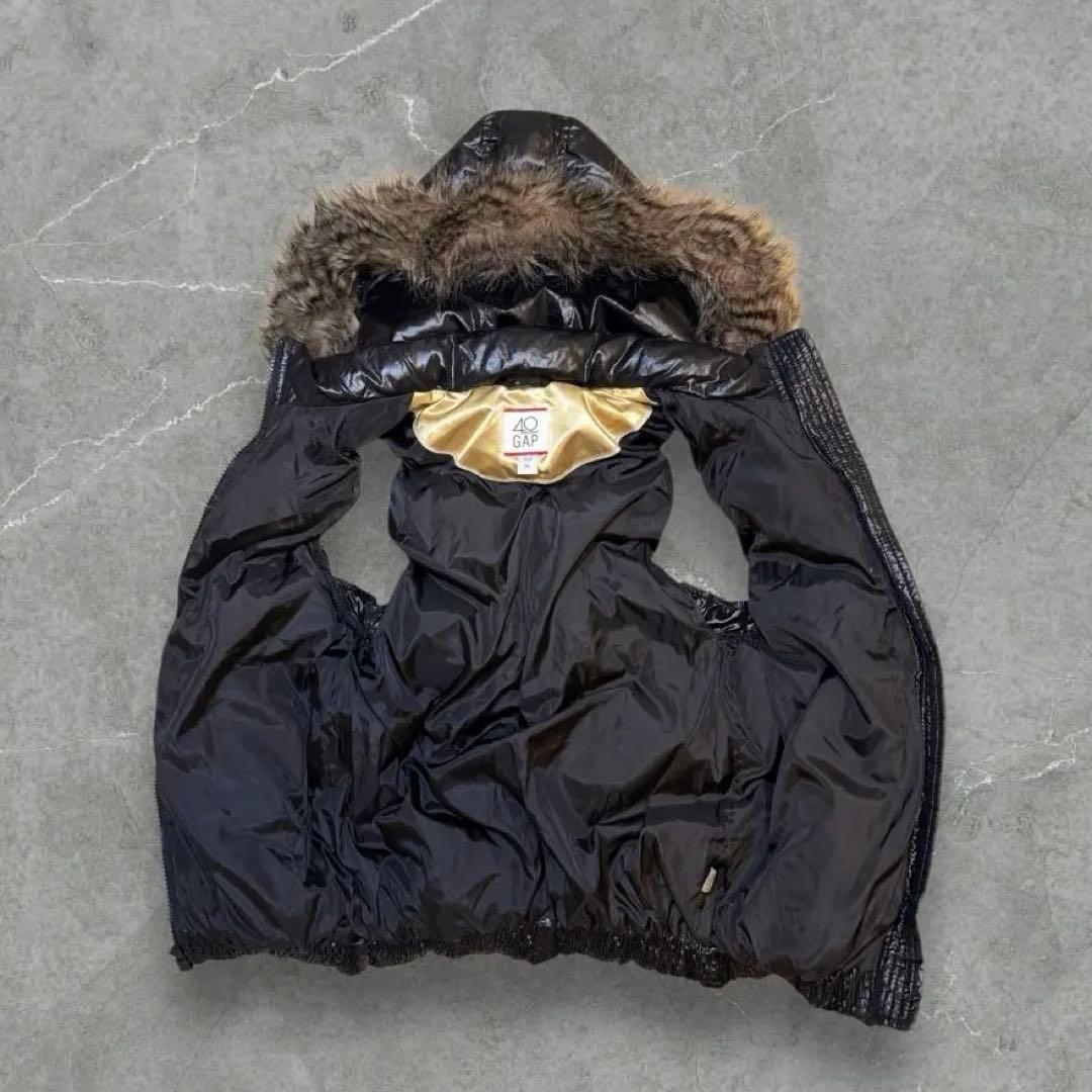 【円堂守】old gap 40周年　光沢ダウンベスト ファー y2k