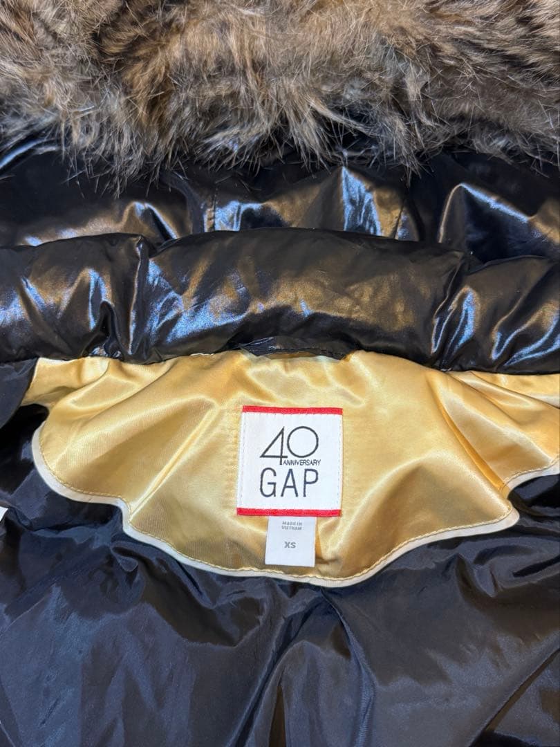 【円堂守】old gap 40周年　光沢ダウンベスト ファー y2k