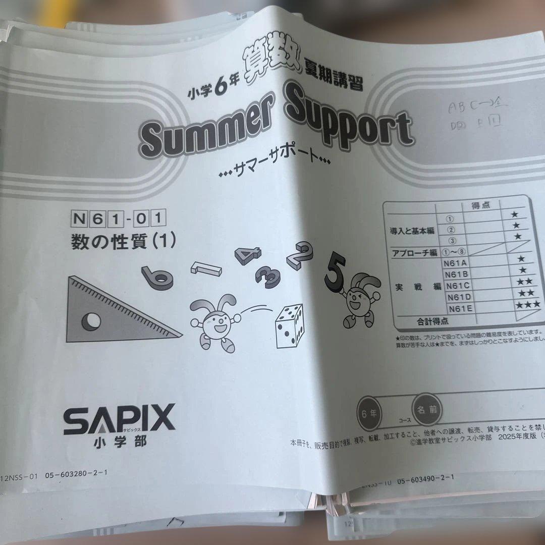 サピックス　SAPIX 6年生 算数 １年分