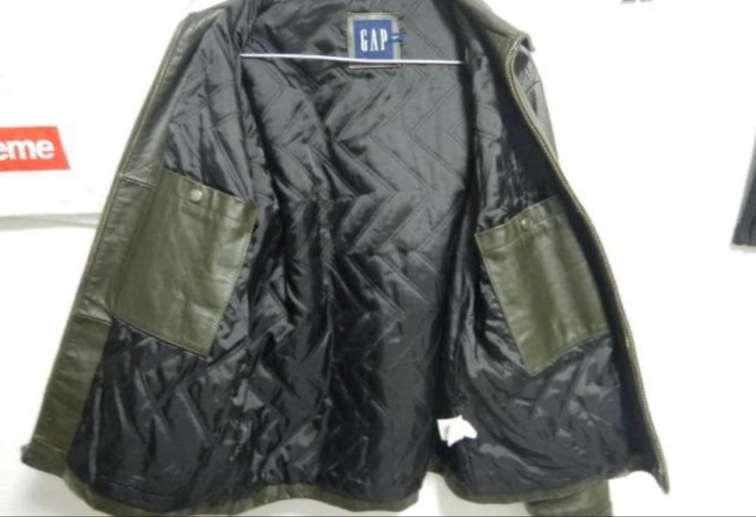 GAP レザー ジャケット M 革 オリーブ カーコート OLD 野村訓市