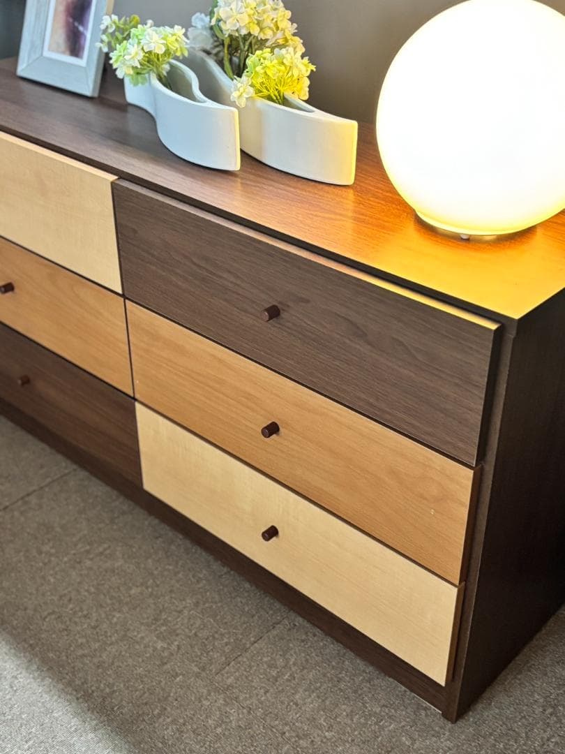 チェスト 6段 木製 ミッドセンチュリー 北欧風 収納家具 中村敬木工 引取限定