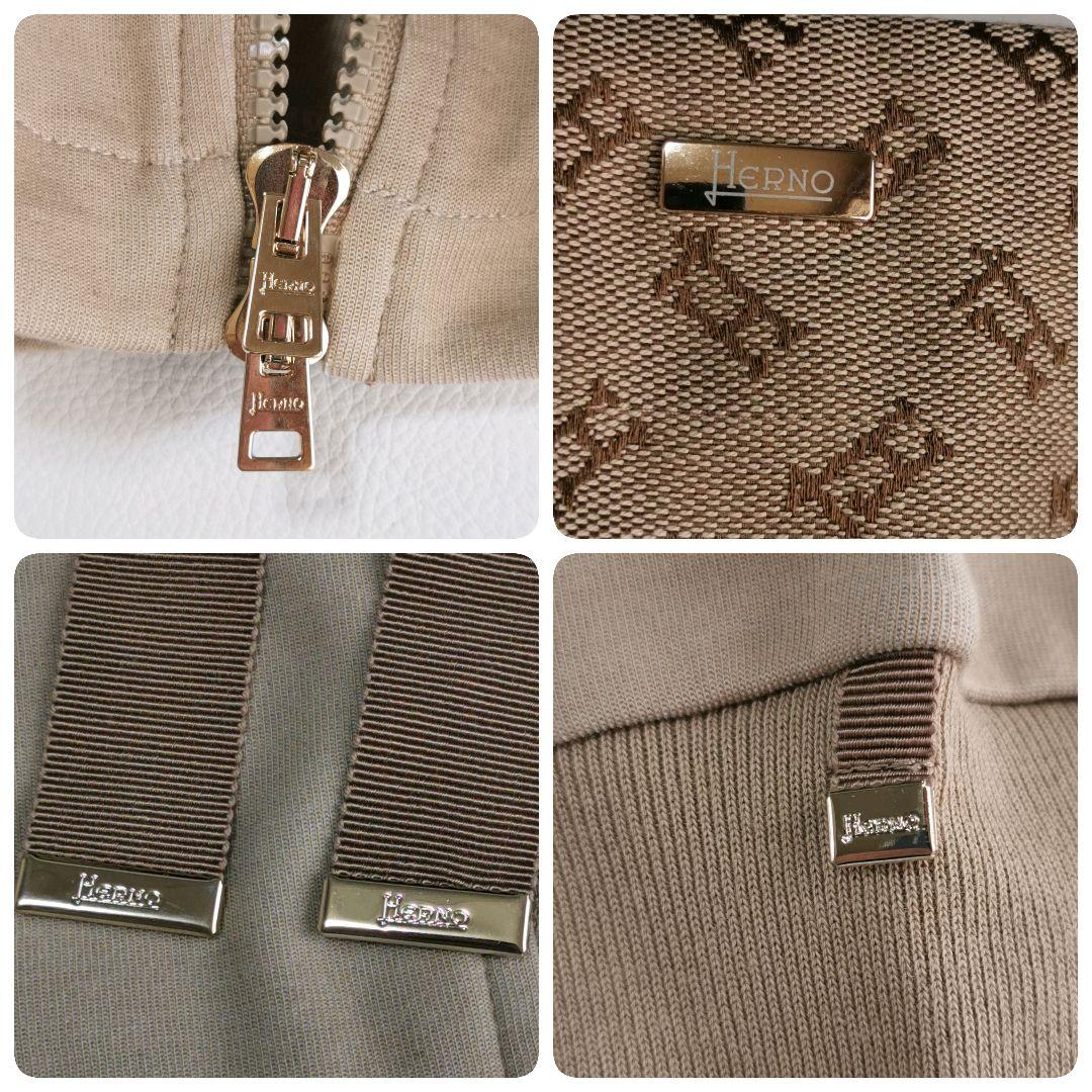 【美品✨】ヘルノ モノグラム フーデッドカーディガン キャメル 42