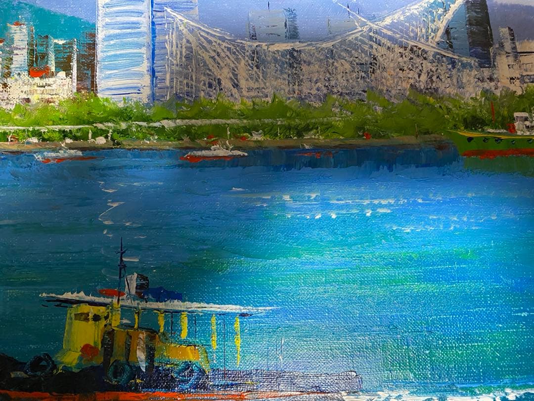 油彩画 神戸港 小林幸三 F10