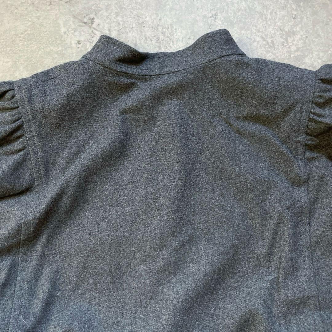 ジバンシィ　ポンチョコート　15号　グレー　バンドカラー　ウールコート　3L