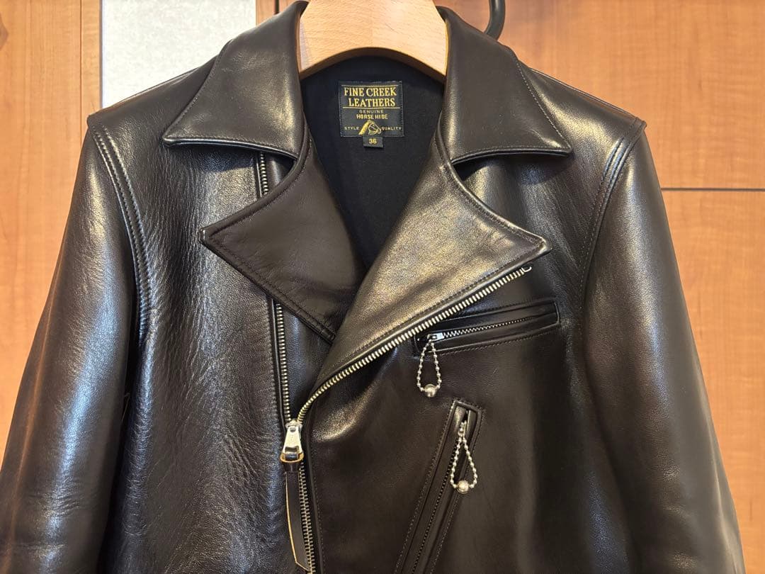 ファインクリークレザーズ　Nowk　レザースポーツジャケット　36　黒　馬革
