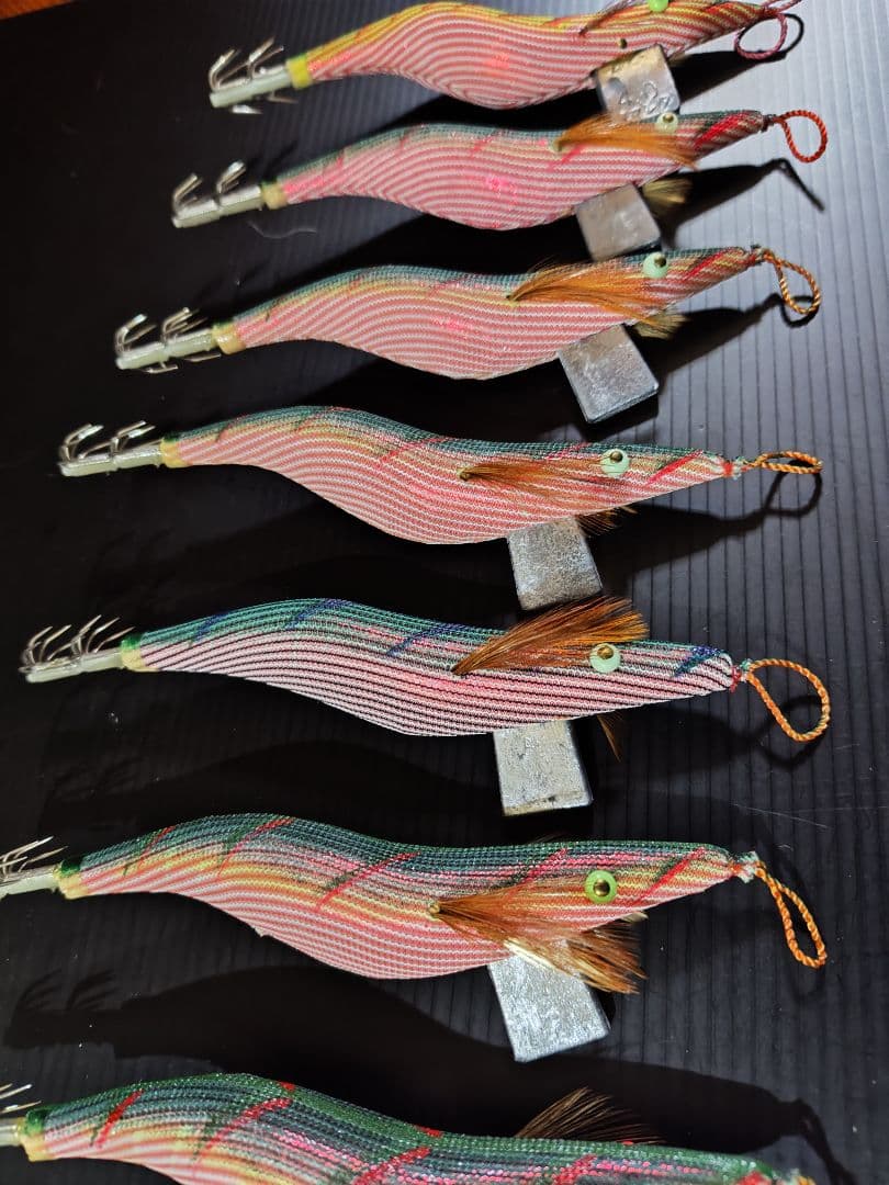 オールドエギ　ヤマシタ　　4.0寸　　9本　　桐製　　赤テープ