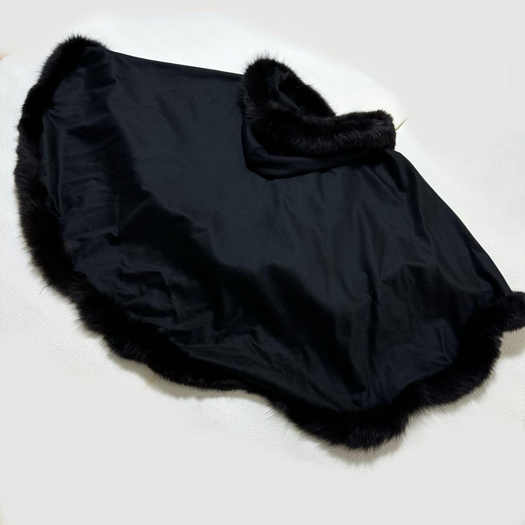 【美品】SAGA ファー　ブルーフォックス　ポンチョ　カシミヤ100%