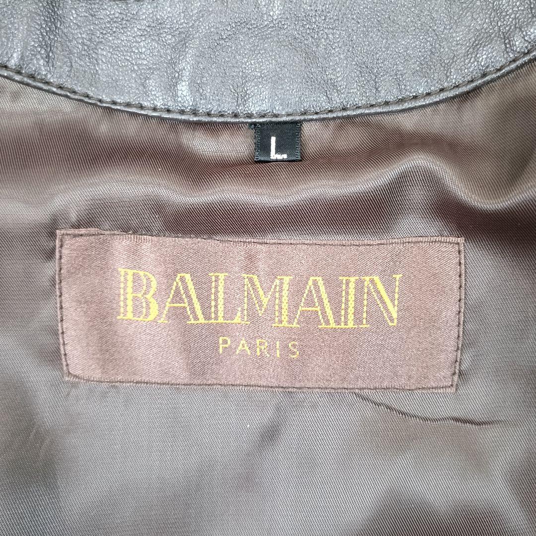 BALMAIN 羊革 シングル ライダース レザージャケット ブルゾン Lサイズ