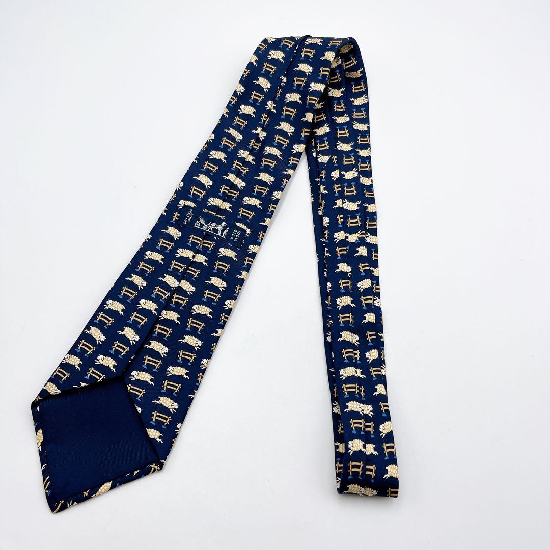 【極美品】 希少✨エルメス ネクタイ 総柄 ヒツジ