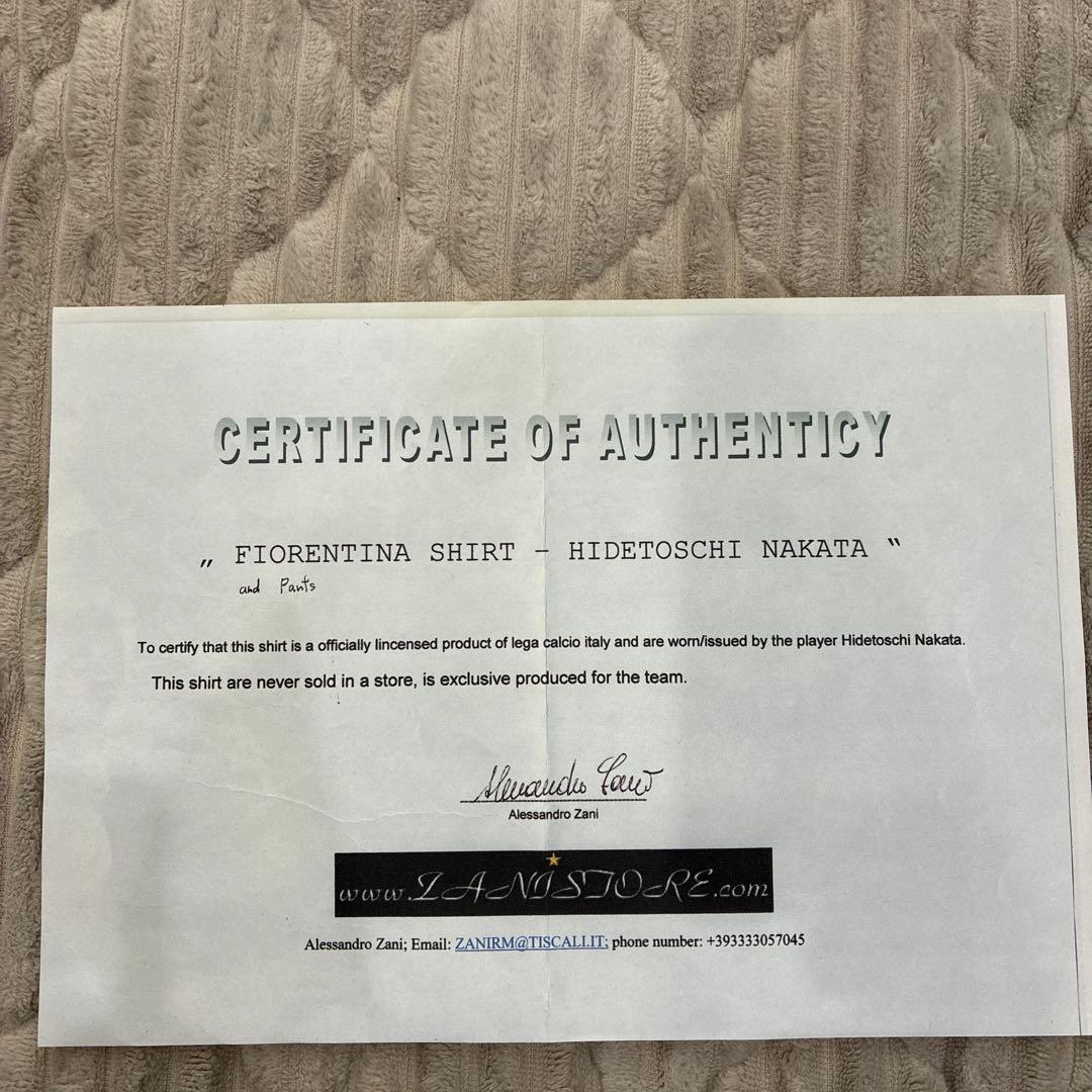 v*配様 中田英寿　実使用　フィオレンティーナ　ユニフォーム