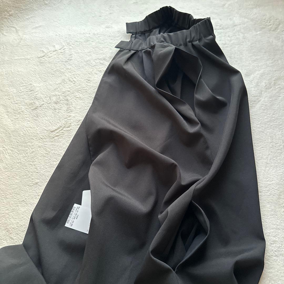 未使用タグ付【ランバンオンブルー】ポプリンスタンドネックワンピース36黒