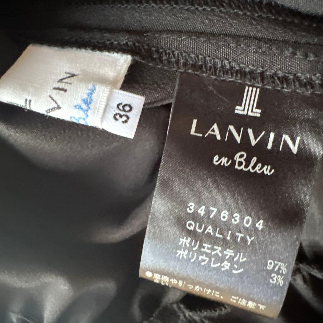 未使用タグ付【ランバンオンブルー】ポプリンスタンドネックワンピース36黒