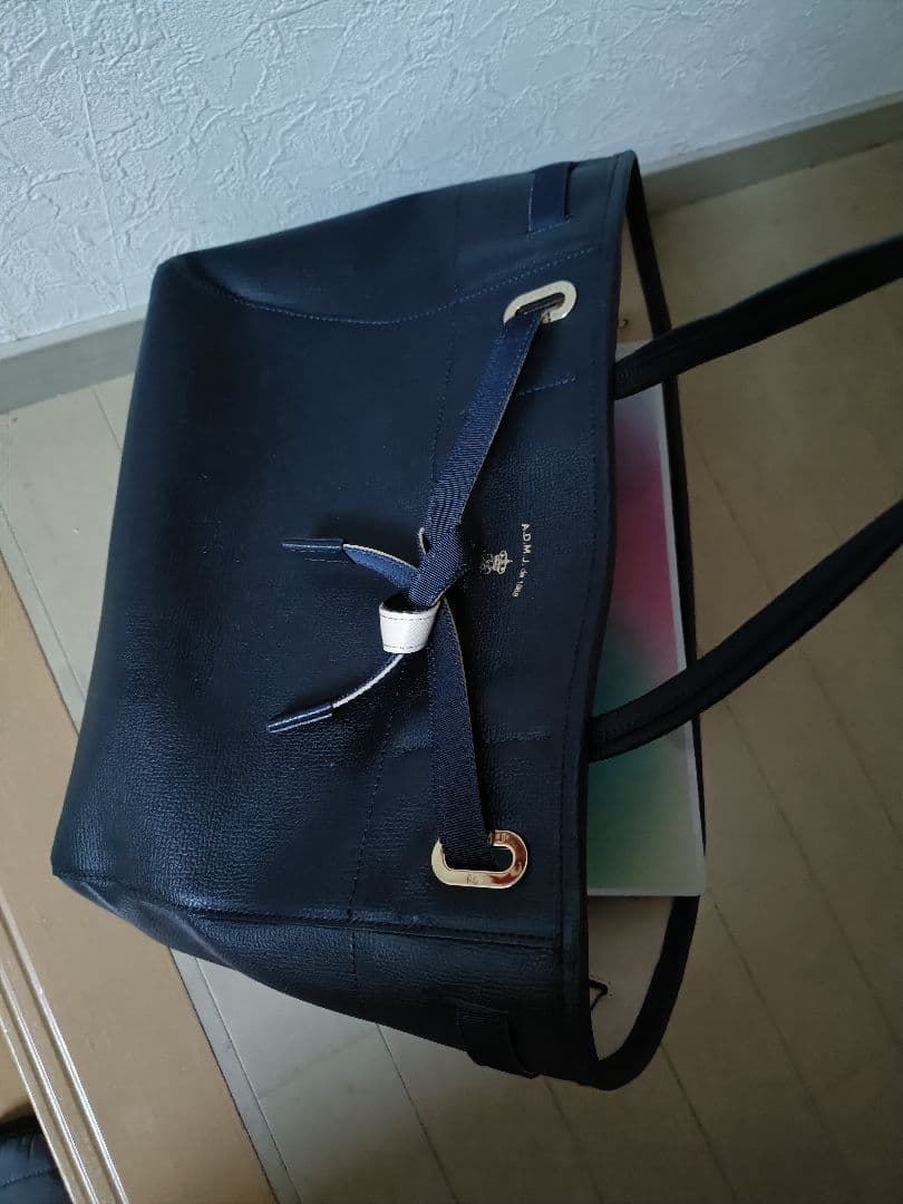 ADMJ ネイビー トートバッグ 本革 レザー