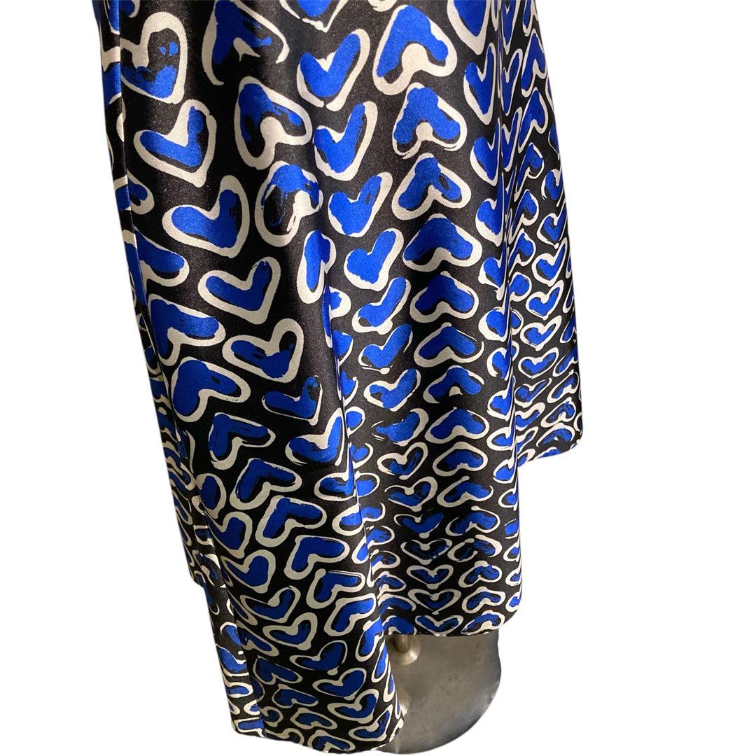 【美品】ANAYI ハートプリント ロング襟付き ノースリ ワンピース 36