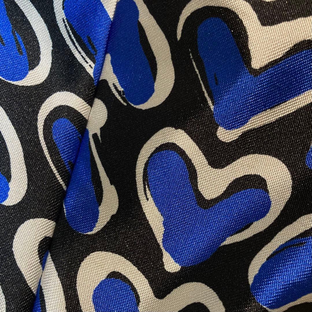 【美品】ANAYI ハートプリント ロング襟付き ノースリ ワンピース 36