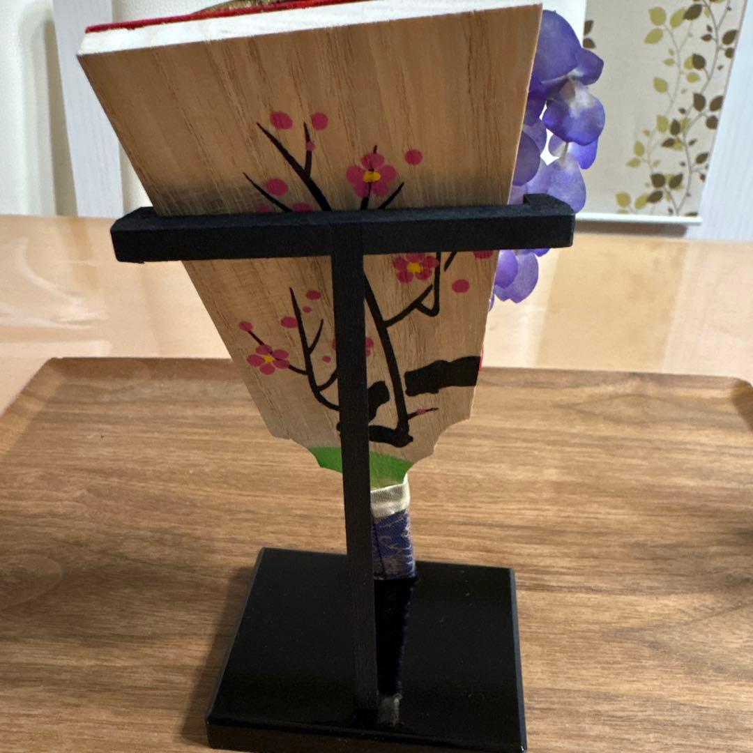 迎春 押絵ミニ羽子板 飾り台付き 5枚セット お正月 ハンドメイド