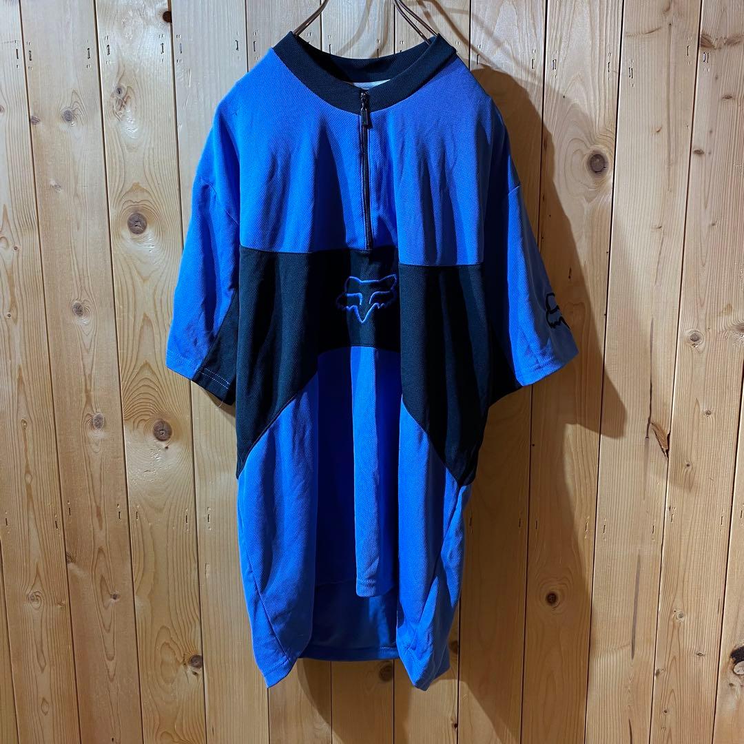 ss4972 FOX フォックス ハーフジップ Tシャツ 青 黒 L