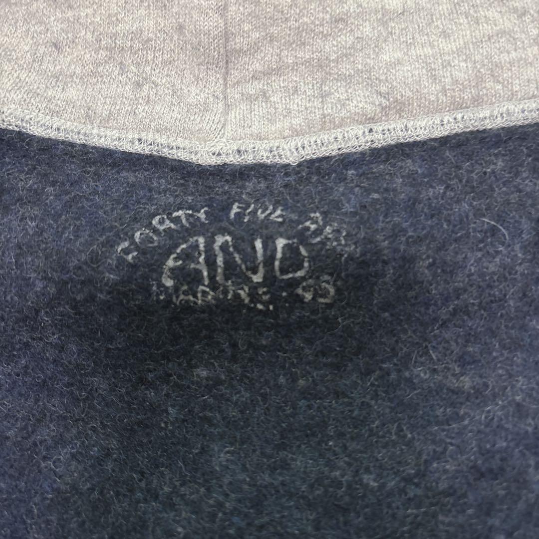 45RPM ウール100% パーカー グレー サイズ２ M ポケット ジップ