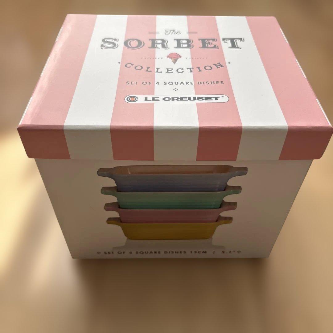 ル・クルーゼ　ソルベコレクション　スクエアディッシュ　4枚セット　新品未使用