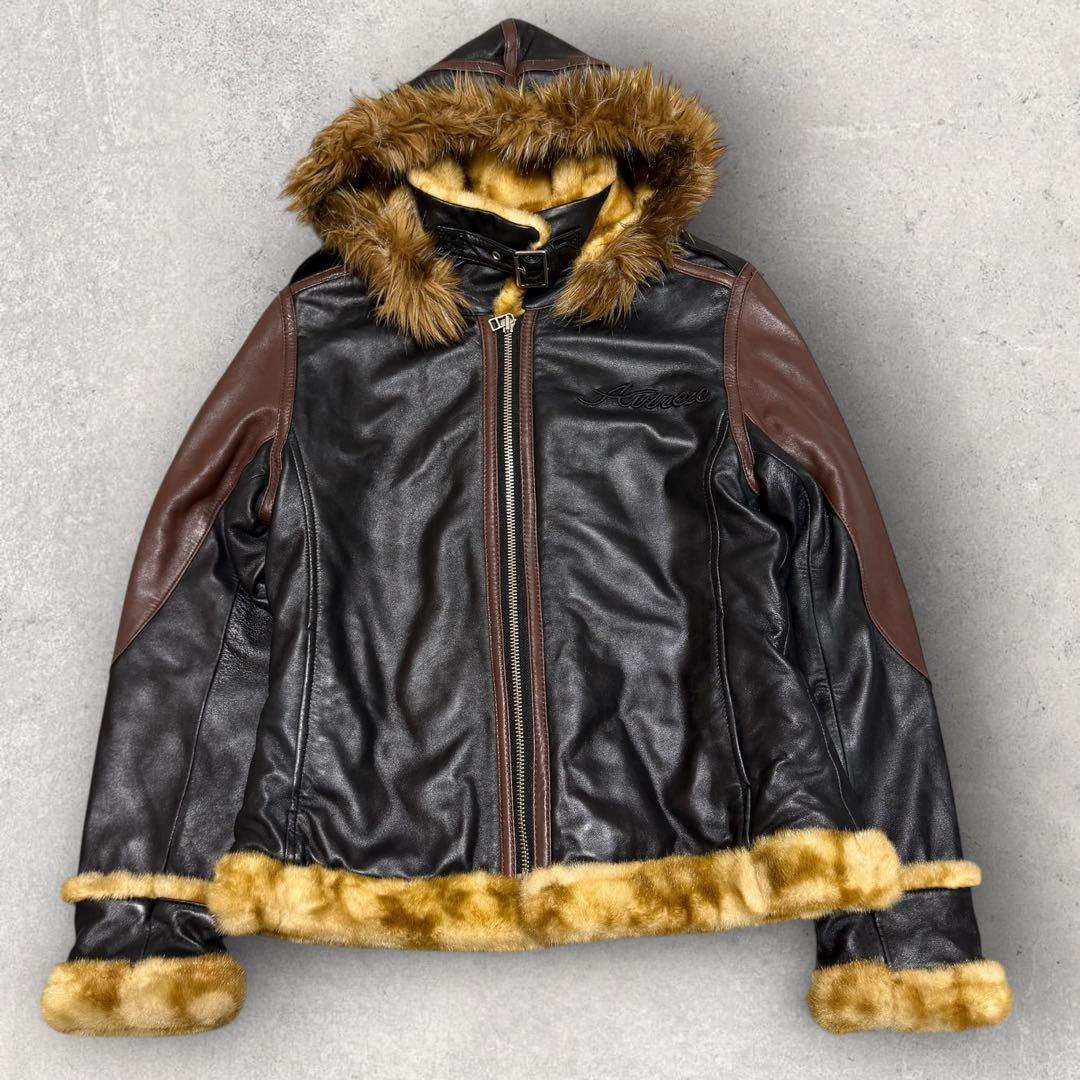 アヴィレックス AVIREX ムートン フーデットレザージャケット B-3 本革