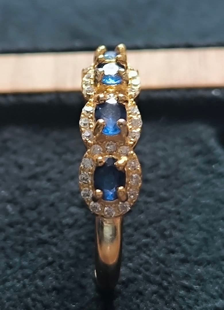 天然サファイア リングシレバーS925 ゴールドコーティング人気商品