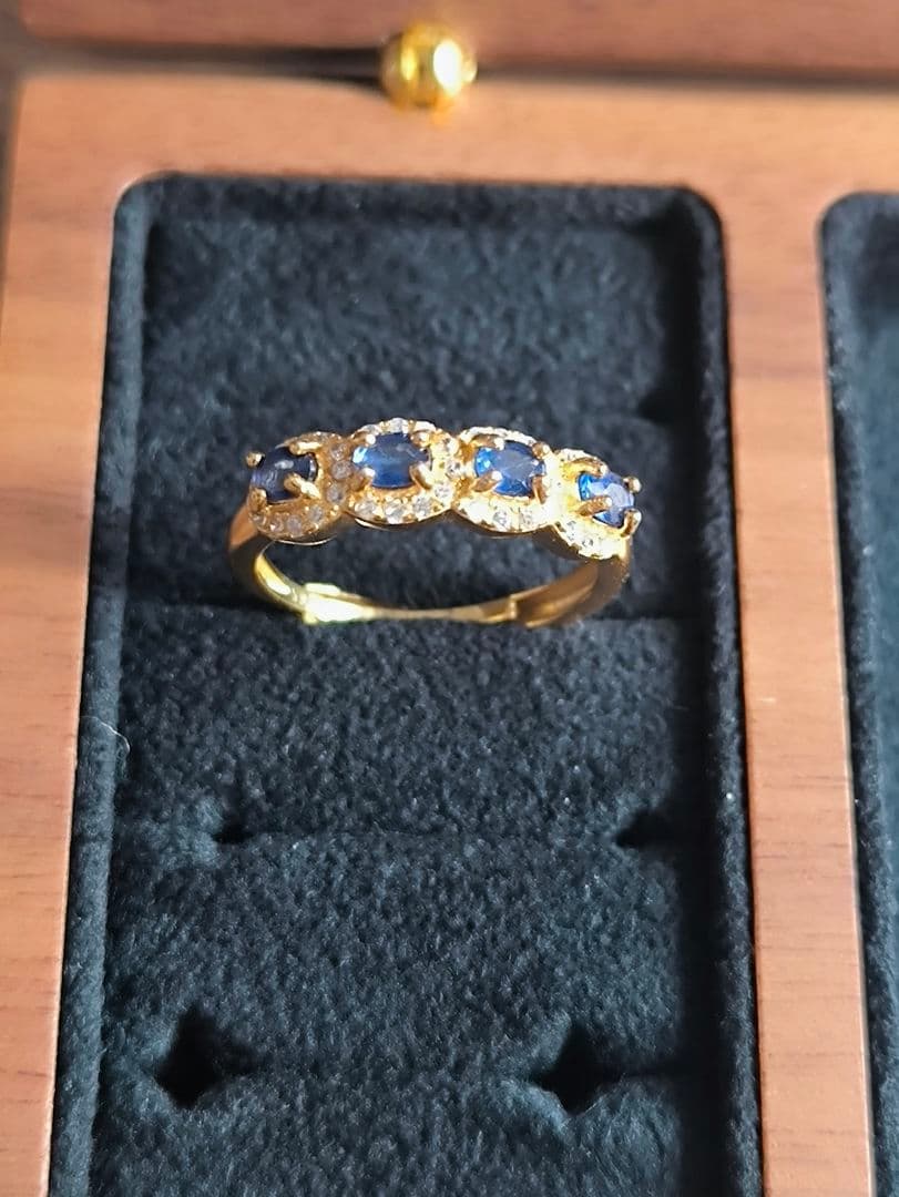 天然サファイア リングシレバーS925 ゴールドコーティング人気商品