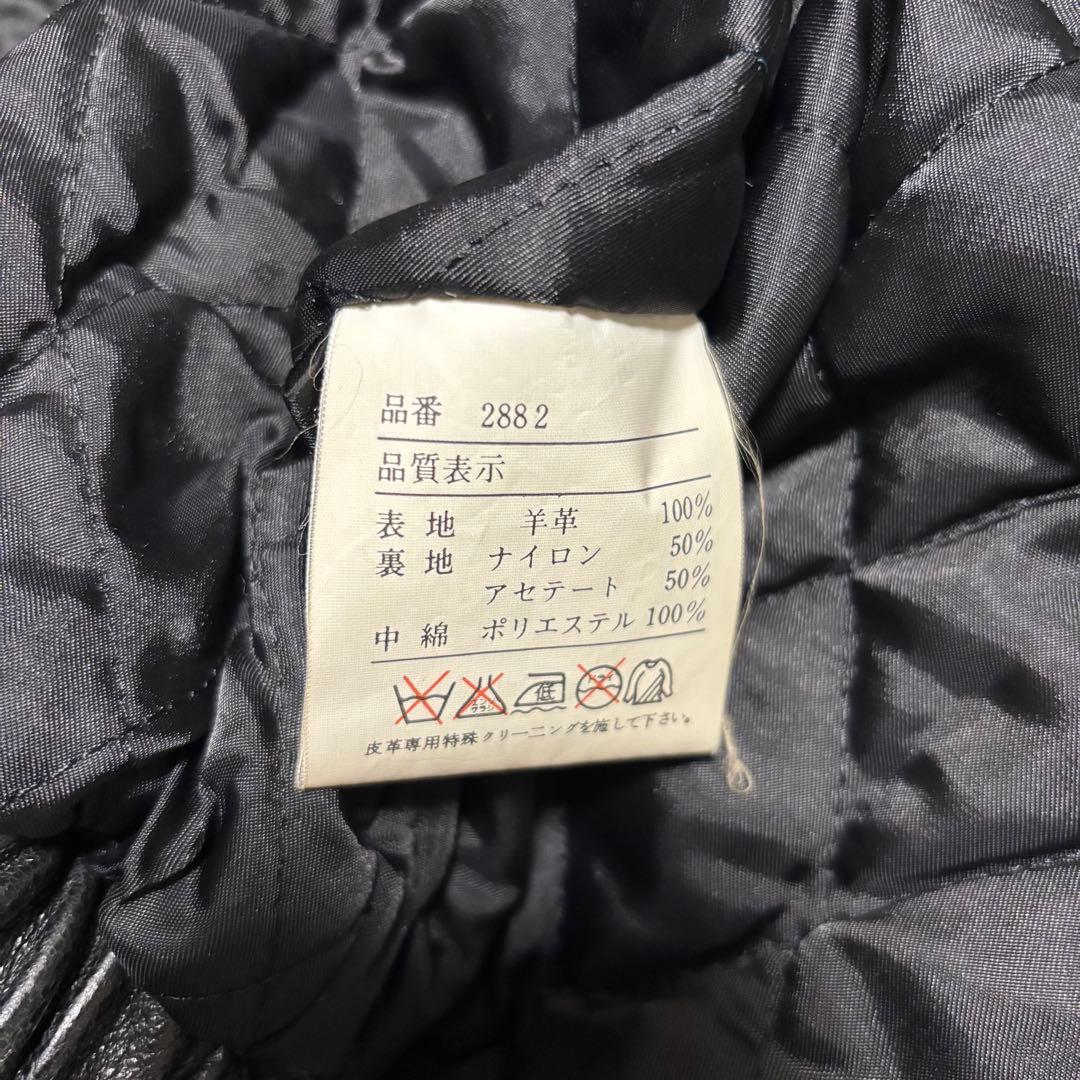 【UNO UOMO】羊革 本革 ラムレザーシングルライダースジャケット 黒 M