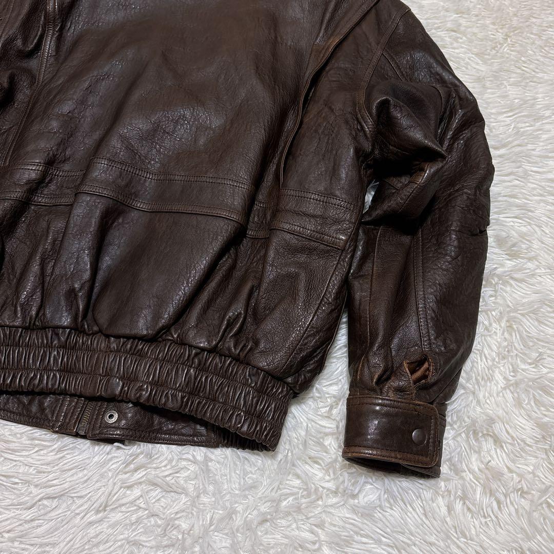 VINTAGE レザージャケット　L 羊革　A2 FR-1 ダークブラウン　極上