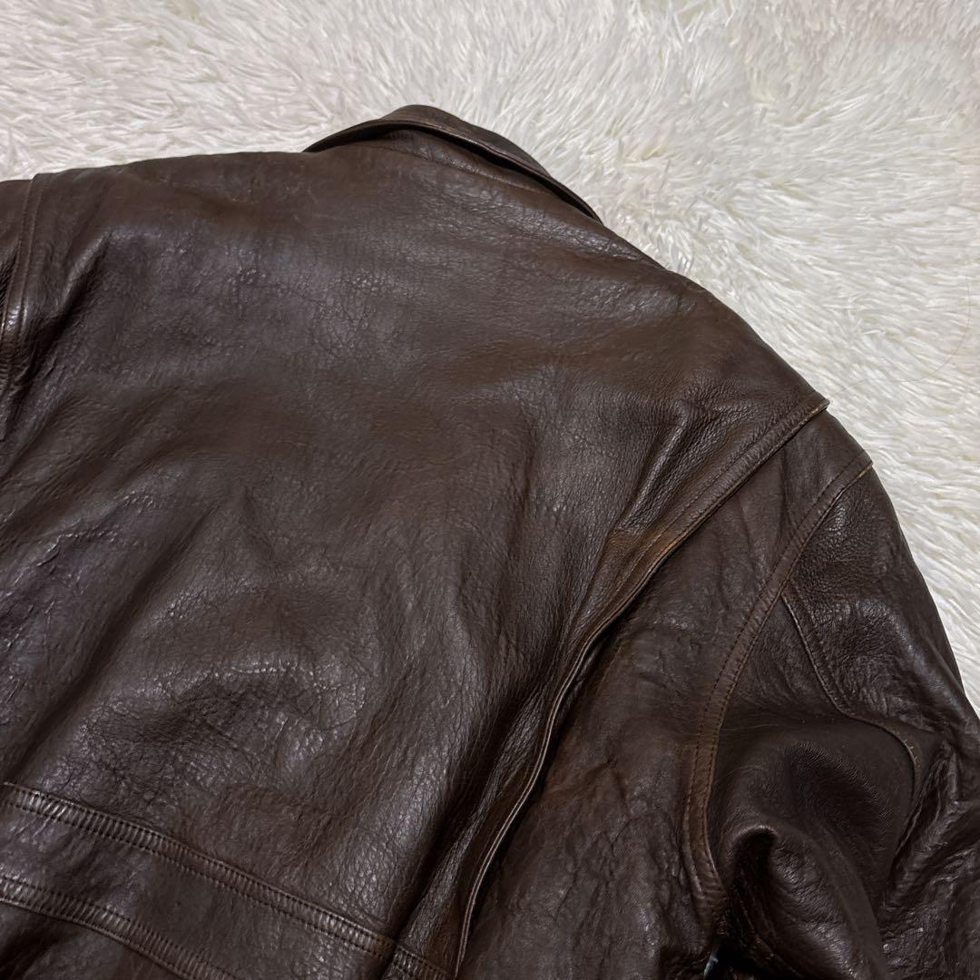VINTAGE レザージャケット　L 羊革　A2 FR-1 ダークブラウン　極上