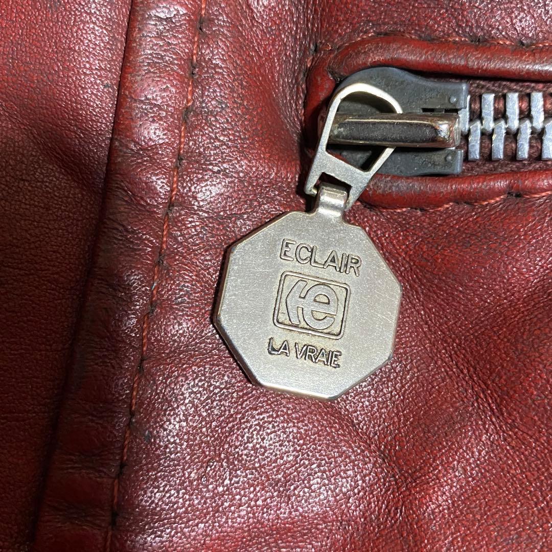 70s フランス製 MOTO CURE ダブルライダース 牛革 レッド M