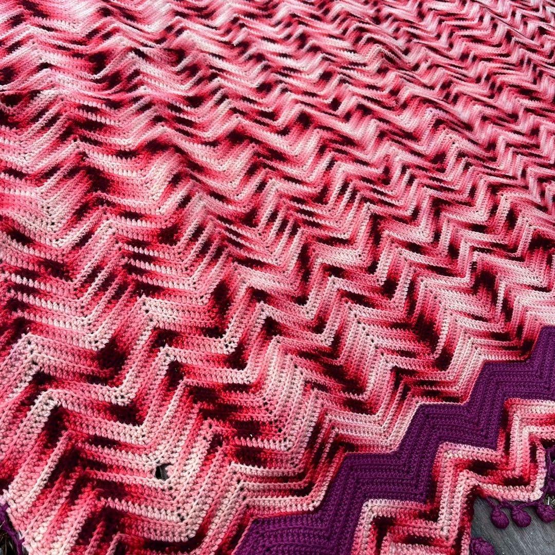 【USA vintage】 グラニーブランケット　ラグ　ピンク　アメリカ