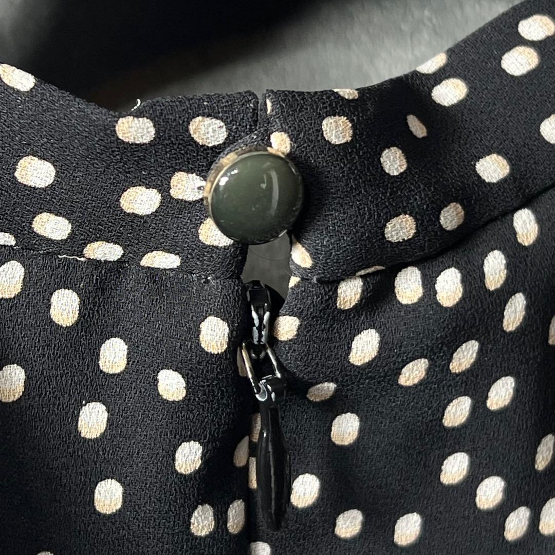 ANAYIドットティアードボウタイワンピース フレア ミモレ リボン 36