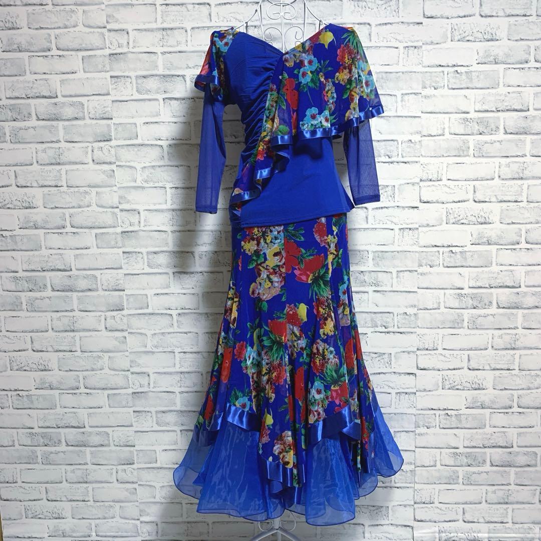 【ICHIOKU】イチオク　社交ダンス　花柄　トップス　スカート　セットアップ