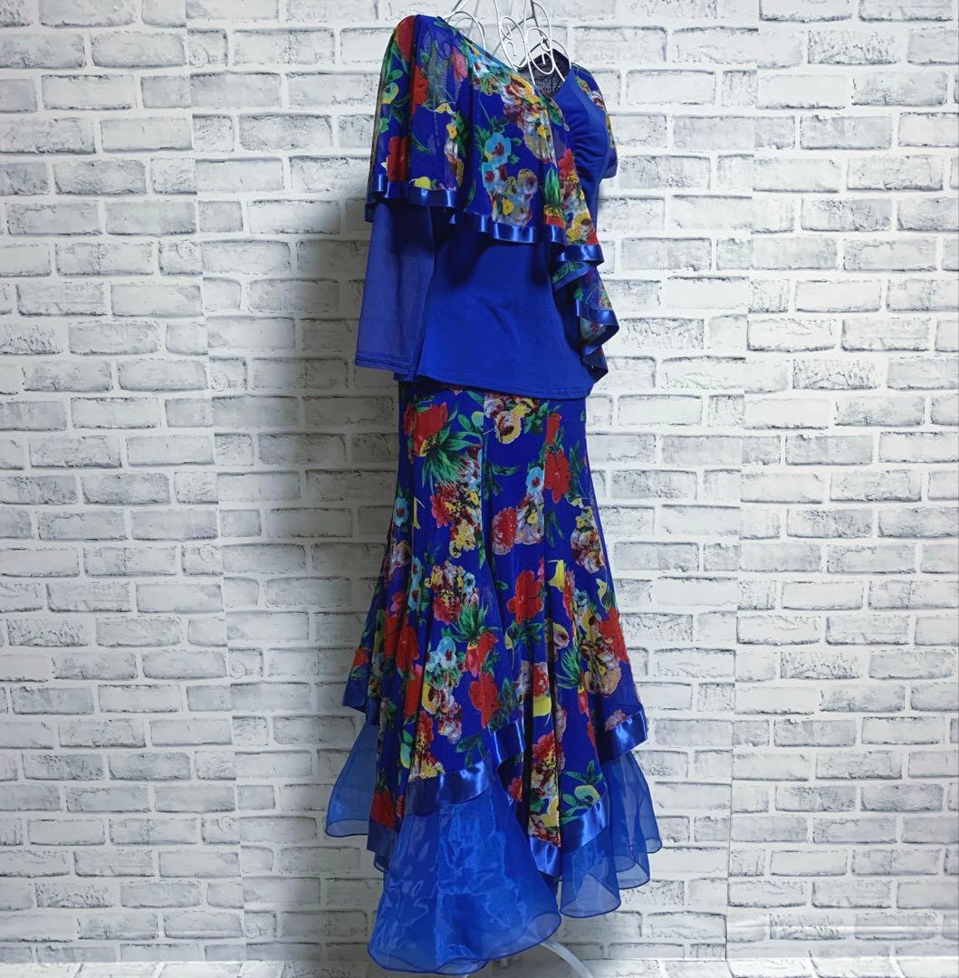 【ICHIOKU】イチオク　社交ダンス　花柄　トップス　スカート　セットアップ