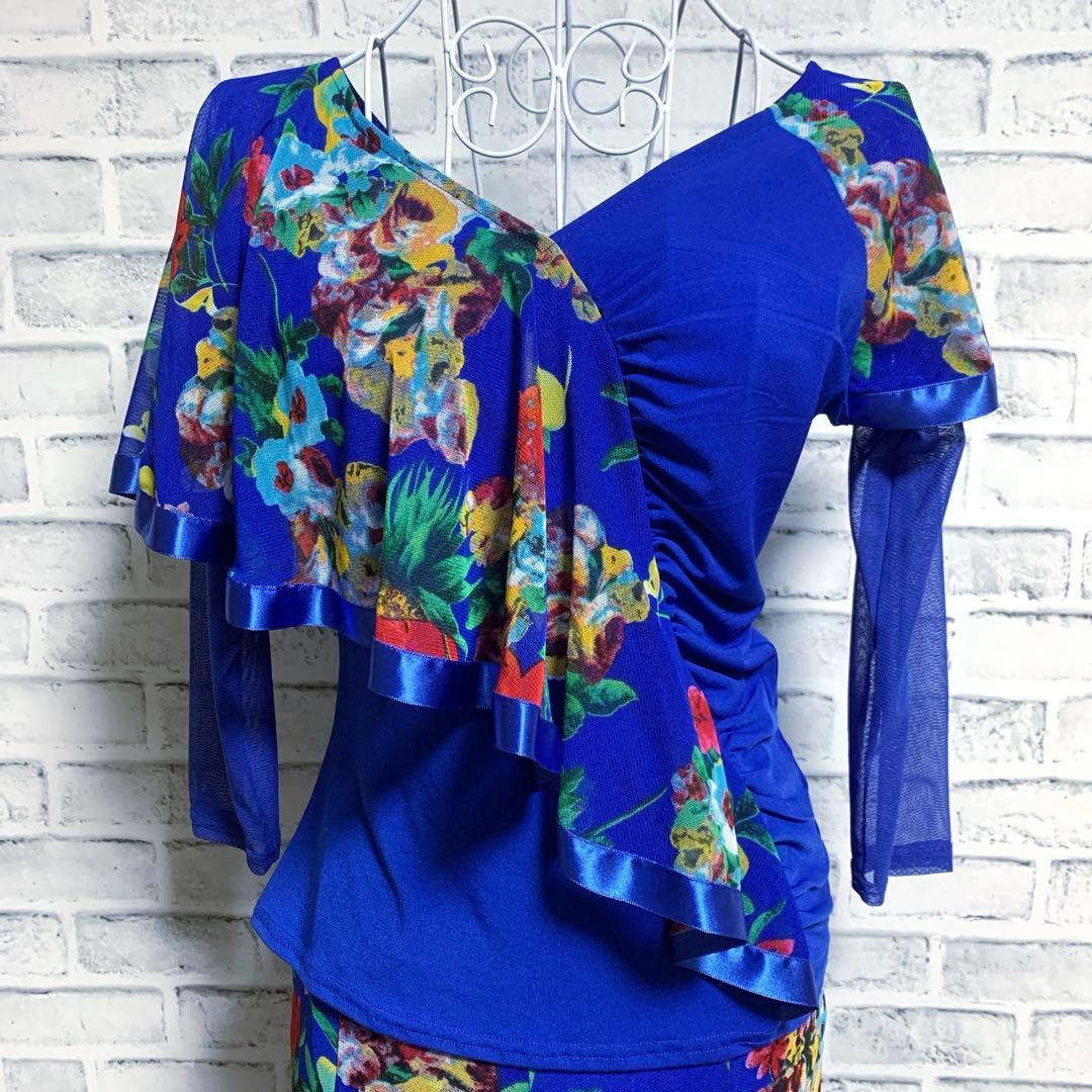 【ICHIOKU】イチオク　社交ダンス　花柄　トップス　スカート　セットアップ