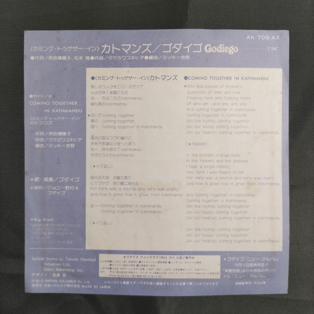 こちらはEPです❗️ゴダイゴ・武川行秀　18枚セット