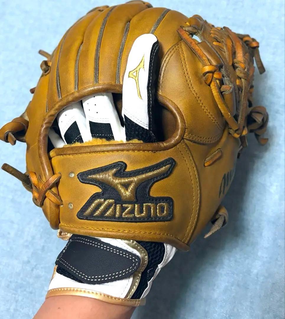 【希少】ミズノプロ 硬式用 内野手グラブ 最高級キップレザー使用　良型　収納袋付