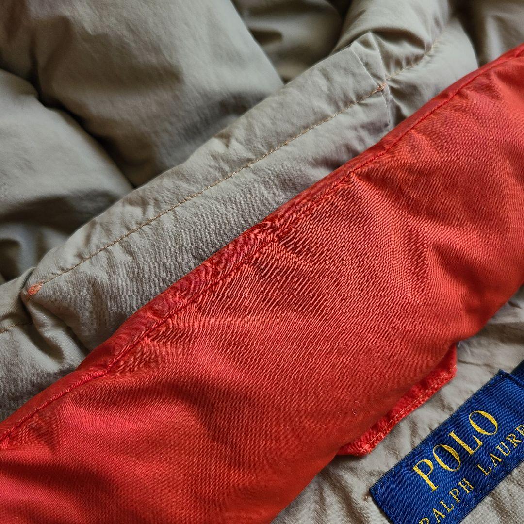 ポロラルフローレン ダウン ベスト ポニー ロゴ フード オレンジ M