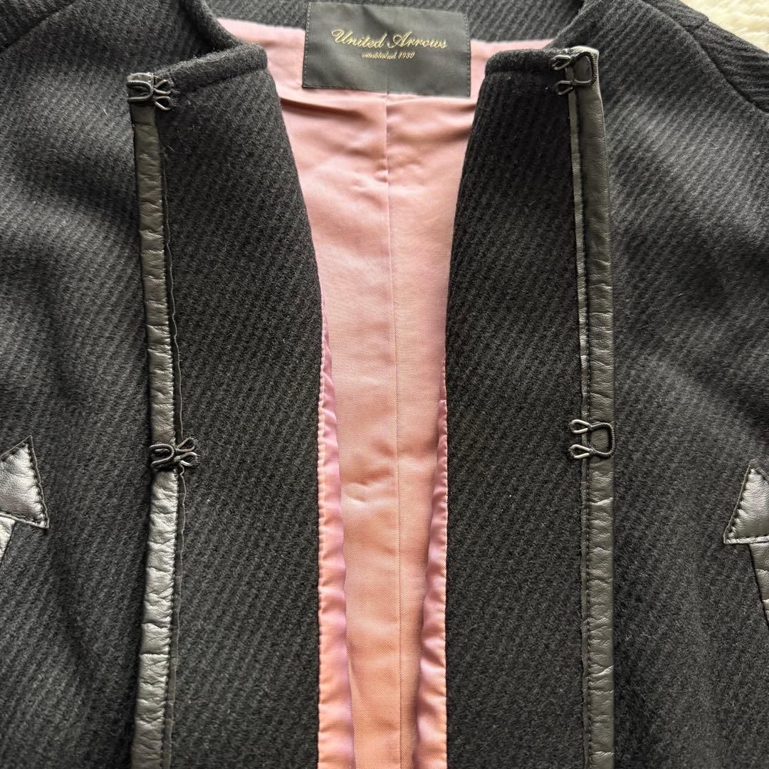 美品✨ ユナイテッドアローズ ポンチョコート ケープ 毛皮 ラム 黒