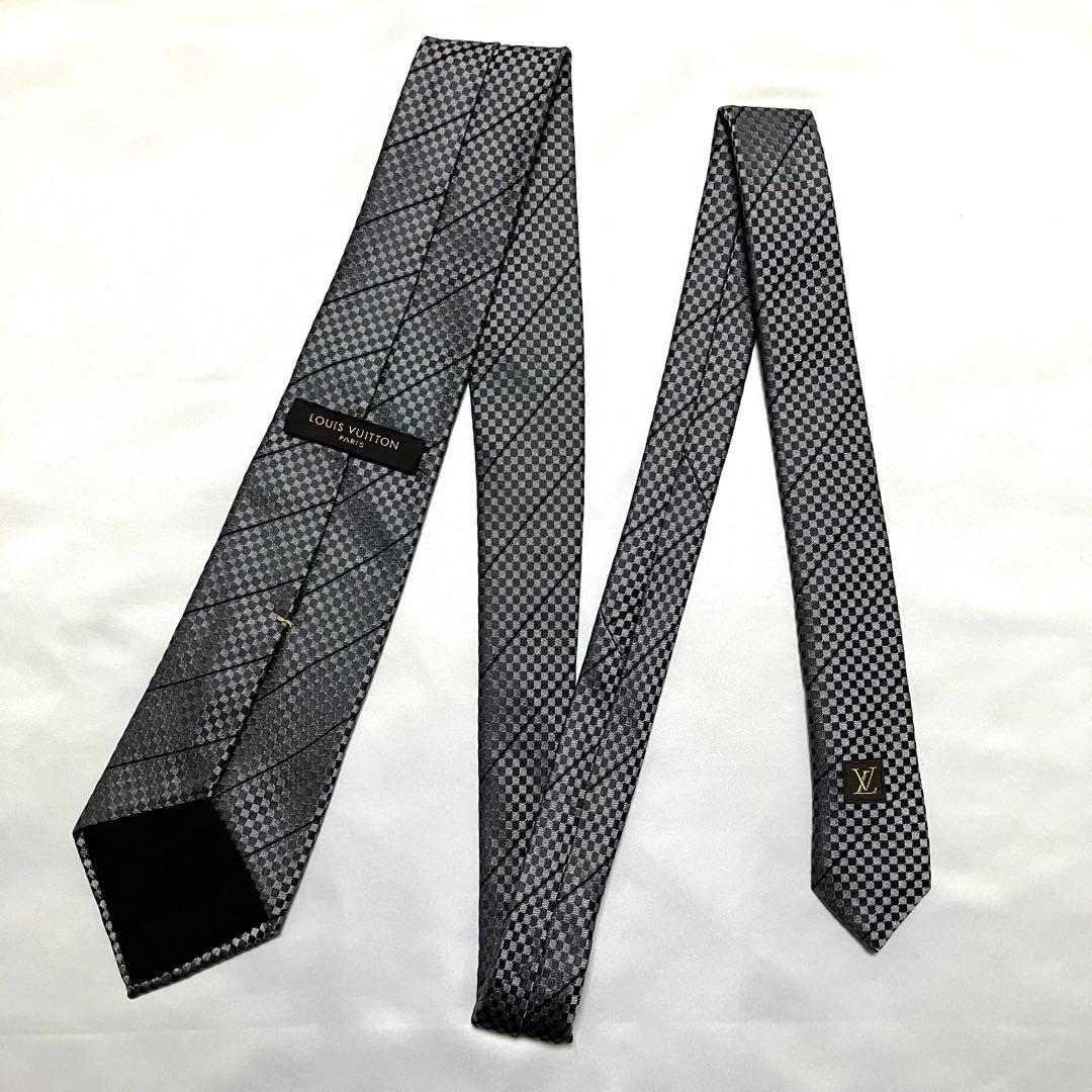 すず　美品 ルイヴィトン マイクロダミエ ネクタイLVロゴ