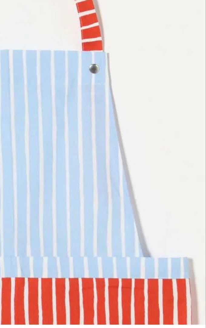 マリメッコ　ストライプエプロン 青と赤