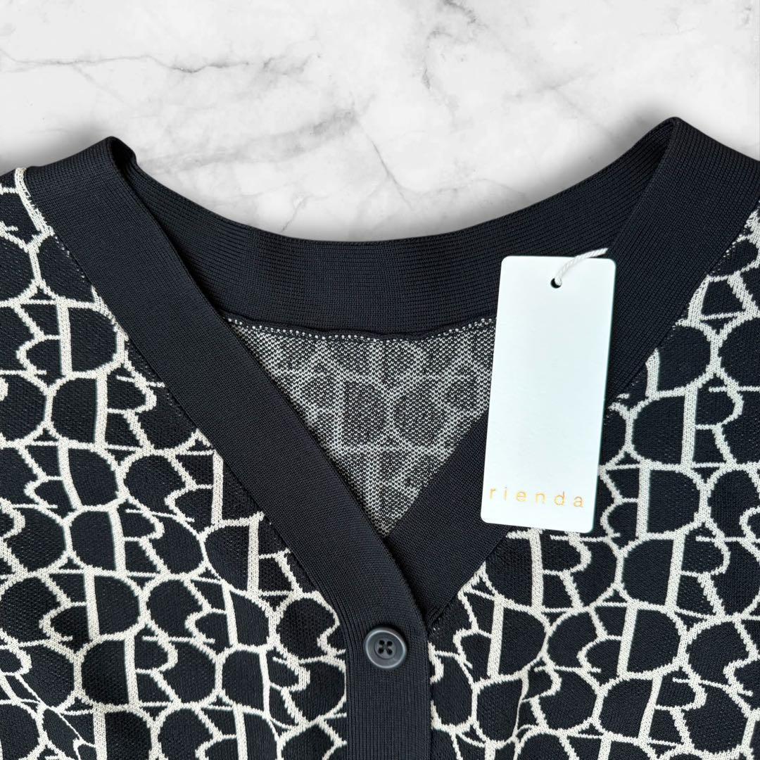 rienda ロングニットワンピース ロゴ柄 2WAY 黒 FREE 新品タグ付